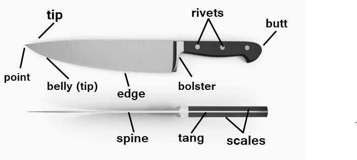The different parts of a knife: Anatomy of a kitchen knife