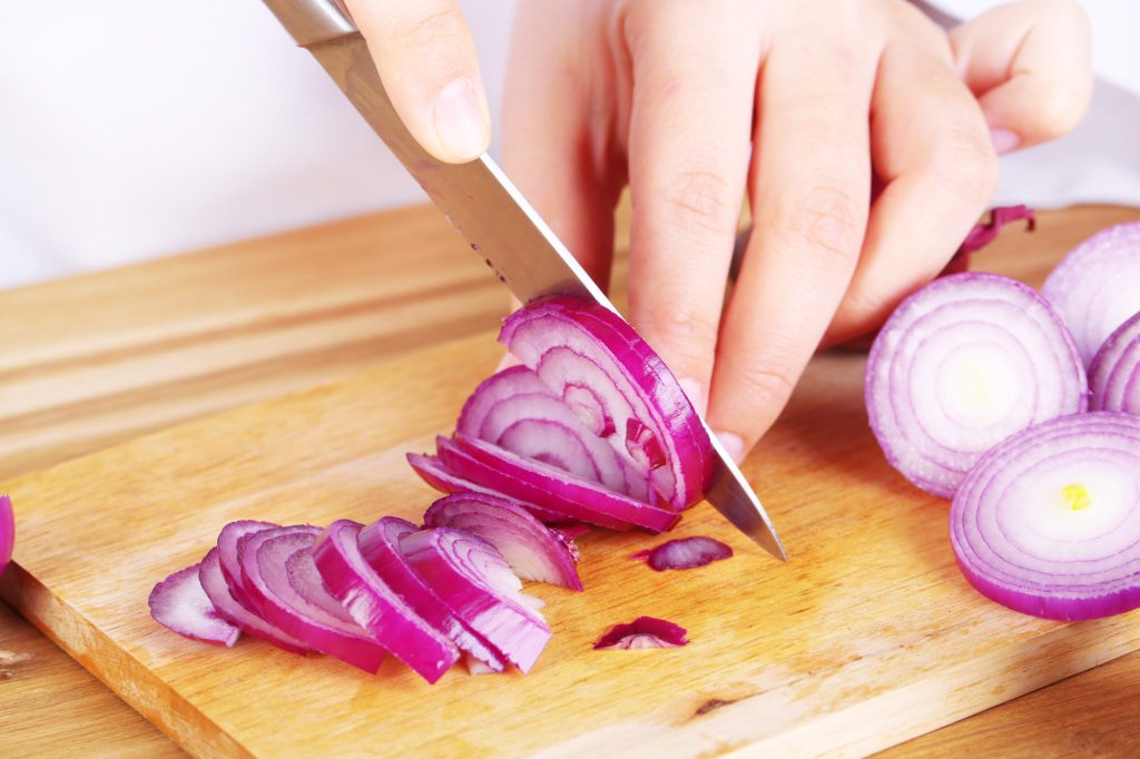 The correct way when cutting vegetables